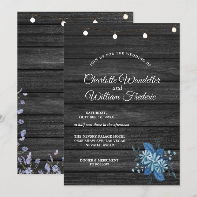 Gipskraut Mason Jar Rustic Wood Wedding Invita Einladung (Vorne/Hinten)