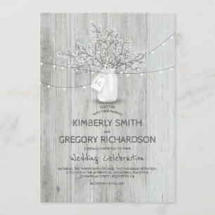 Gipskraut Mason Jar Rustikale Barleuchten Hochzeit Einladung