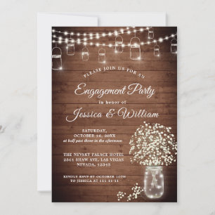 Gipskraut Mason Jar Rustikale Engagement Partei Einladung