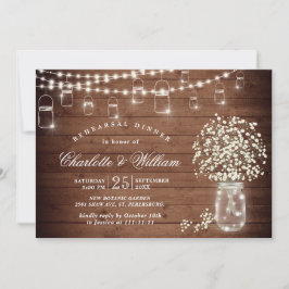 Gipskraut Mason Jar Rustikale Probe Abendessen Einladung