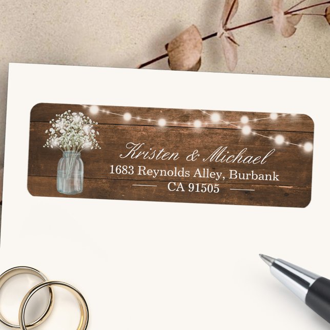 Gipskraut Mason Jar String Lights Rustikales Holz (Von Creator hochgeladen)