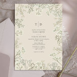Gipskraut Monogram Wedding Einladung<br><div class="desc">Botanisches Hochzeitsmonogramm-Design mit dem Atem des Babys über weißem Hintergrund.</div>