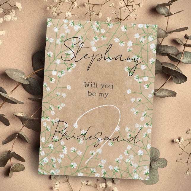 Gipskraut Niedlich Boho wirst du meine Bridesmaid  Einladung (Von Creator hochgeladen)