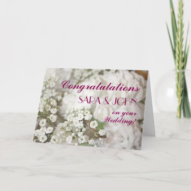 Gipskraut Personalisiert Hochzeit Glückwunsch Karte (Vorderseite)