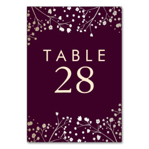 Gipskraut Plum Hochzeiten von Gold Foil Tischnumme Tischnummer