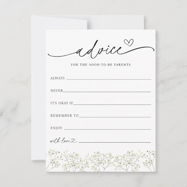 Gipskraut-Ratschläge für die Duschkarte der Eltern Einladung (Vorderseite)