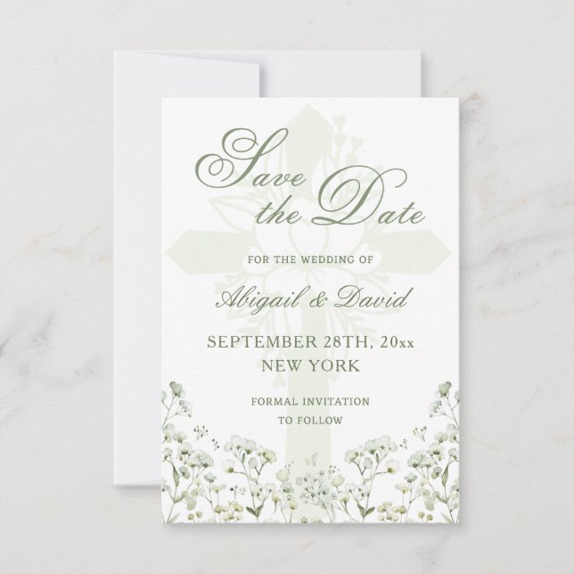 Gipskraut Religiöse Hochzeit speichern das Datum Save The Date (Vorderseite)