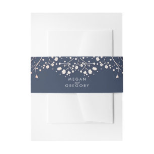 Gipskraut Rose Gold Style Navy Hochzeit Einladungsbanderole