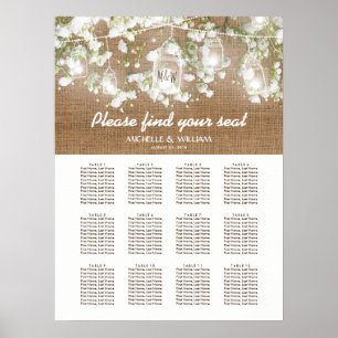 Gipskraut Rustic Burlap Hochzeitstabelle Poster
