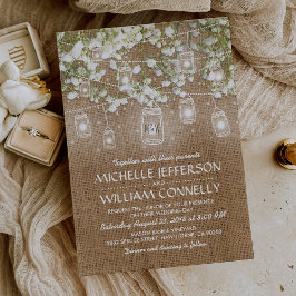 Gipskraut Rustic Burlap Wedding Einladung