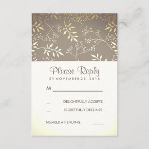 Gipskraut Rustic Gold Foil Wedding RSVP Karten