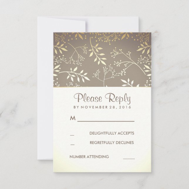 Gipskraut Rustic Gold Foil Wedding RSVP Karten (Vorderseite)