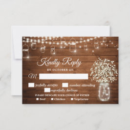 Gipskraut Rustikale RSVP-Karte mit Wahlmöglichkeit RSVP Karte