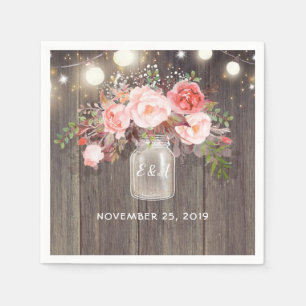 Gipskraut-und Rosa-Blumenmaurer-Glas rustikal Serviette