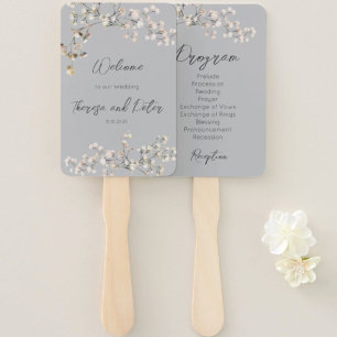 Gipskraut Wedding Program Fan Fächer