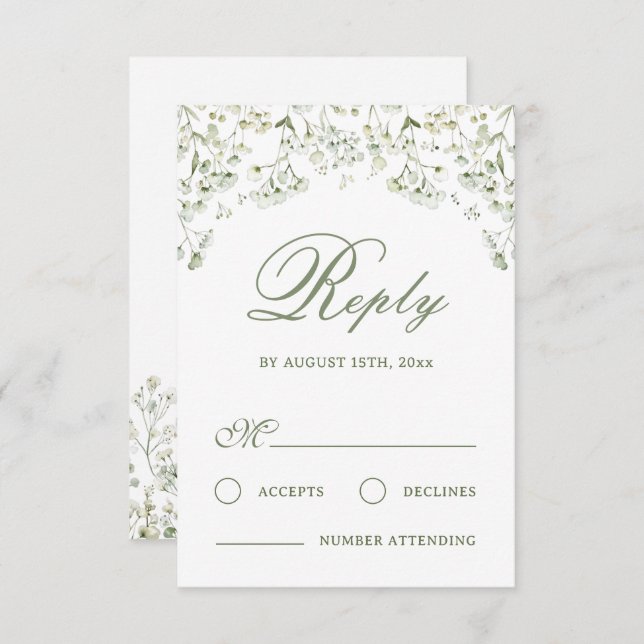 Gipskraut Wedding RSVP Card (Vorne/Hinten)
