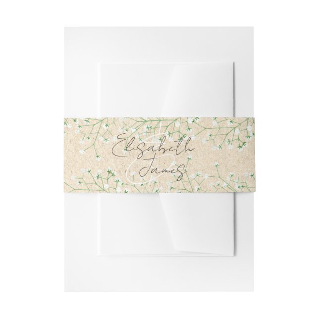 Gipskraut White Blume Rustic Boho Wedding Einladungsbanderole (Vorderseite Beispiel)