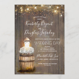 Gipskraut Wine Barrel Rustic Lantern Wedding Einladung
