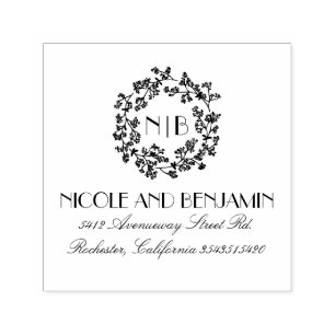 Gipskraut Wreath Monogram Floral Elegant Permastempel