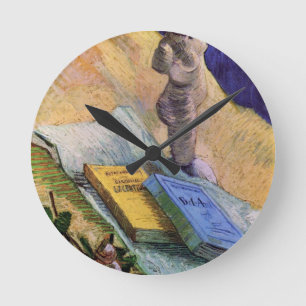Gipsstatuette Rose und Romane Vincent van Gogh Runde Wanduhr