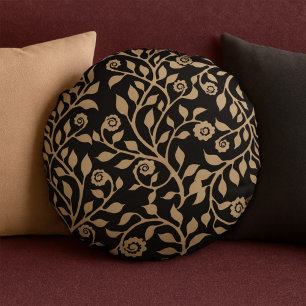 Gipsy-Wirbel Elegantes, schwarzes Muster Rundes Kissen