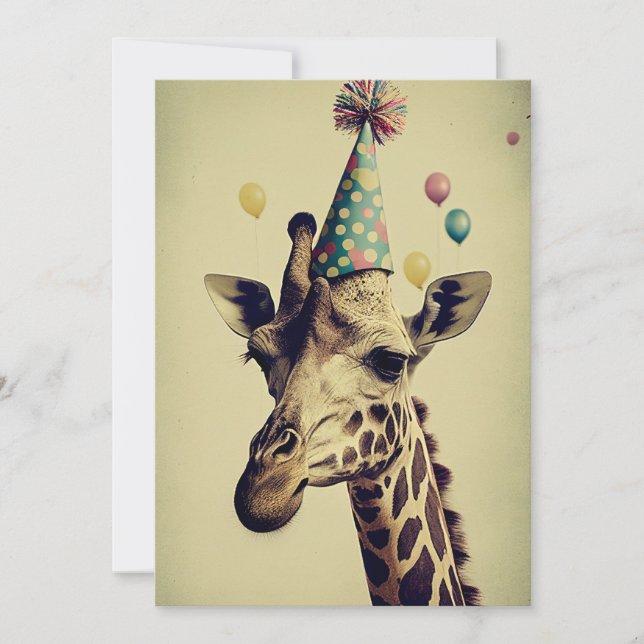 Girafe avec carte de voeux plat Casquette de fête (Devant)