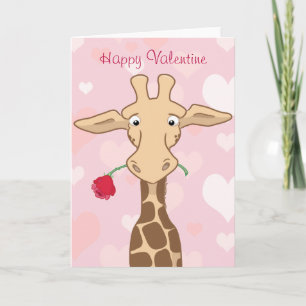 Girafe avec une carte Saint-Valentin Rose