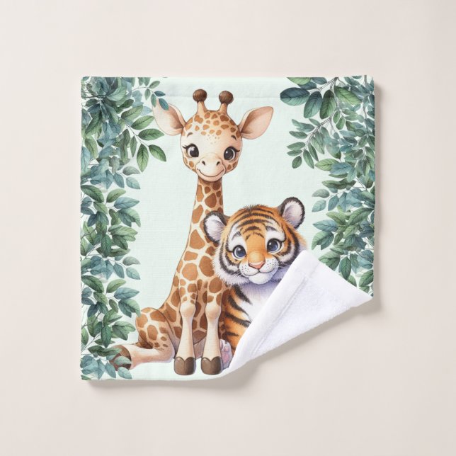 Girafe bébé et lingerie de tigre bébé (Gant de toilette)