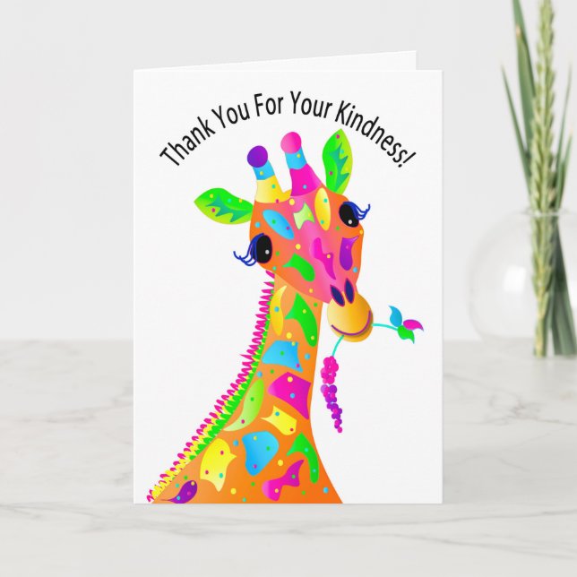 Girafe colorée, Carte de remerciements Kaleidoscop (Devant)