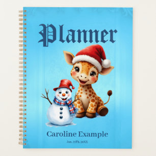 Girafe de caricature mignonne avec Santa Hat & Sno