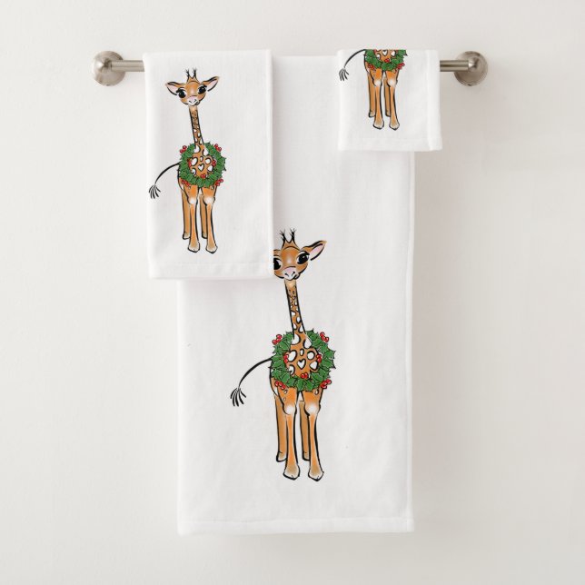 Girafe de Fête avec couronne Holly (En situation)