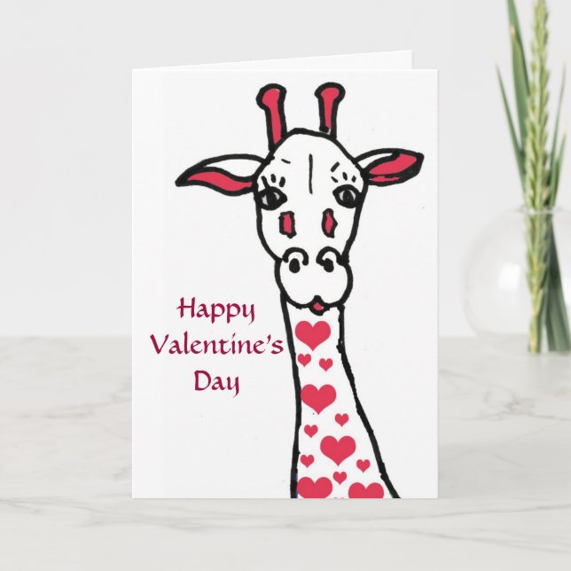 Girafe de heureuse Sainte-Valentin et carte de (Devant)