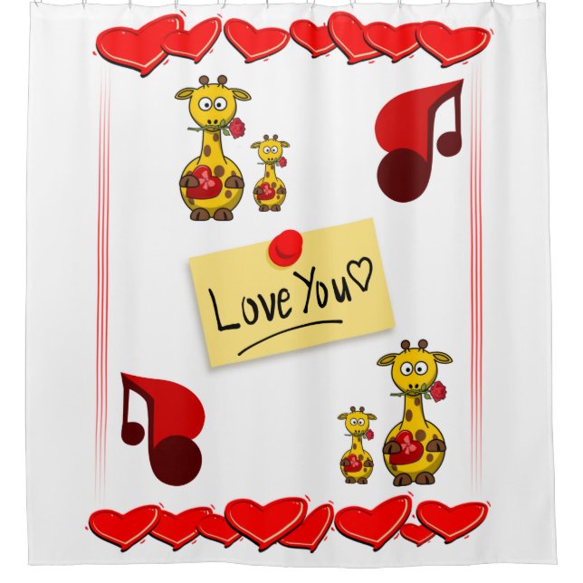 girafe de musique blanc enfants douche rideau (Devant)