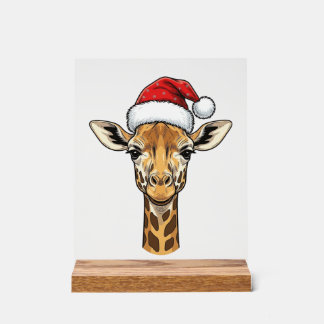 Girafe de Noël Chapeau de Père Noël Animal de Fête