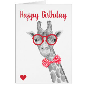 Girafe en lunettes et Cravate de cou Anniversaire