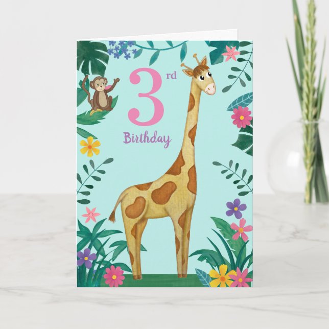 Girafe Et Amis 3e Carte Anniversaire (Devant)