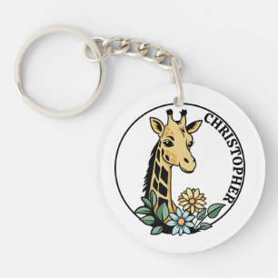Girafe Et Fleurs Nom Personnalisé