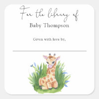 Girafe - Étiquette de livre pour Baby Shower, livr