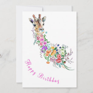 Girafe Fleurs Carte d'anniversaire Peinture