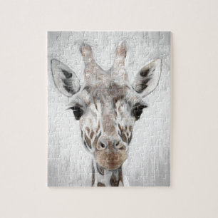 Girafe Majestueuse Portrée Dans Un Puzzle Noir & 
