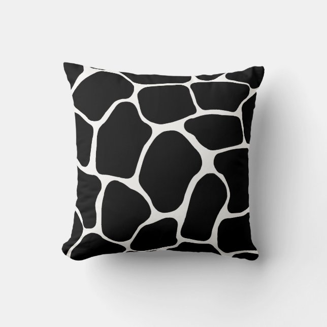 Girafe noir et blanc Imprimer Coussin américain Mo (Recto)