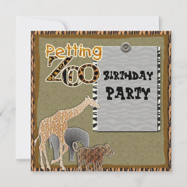 girafe Safari Zoo Anniversaire Fête Invitation (Devant)