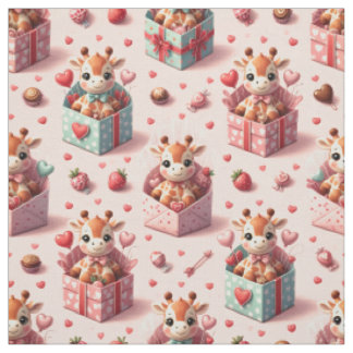 Girafes de la Saint-Valentin dans un tissu à motif