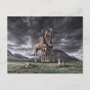 Girafes et enfant postkarte