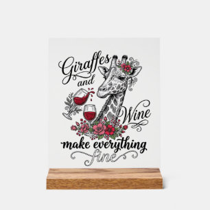 Girafes Et Vin Gravure Vintage Design De T-Shirt_1
