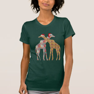 giraff pair Weihnachtsmannmütze Weihnachten T - Sh T-Shirt