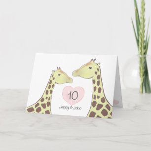 Giraffe 10. Zehn-Hochzeitstag Karte