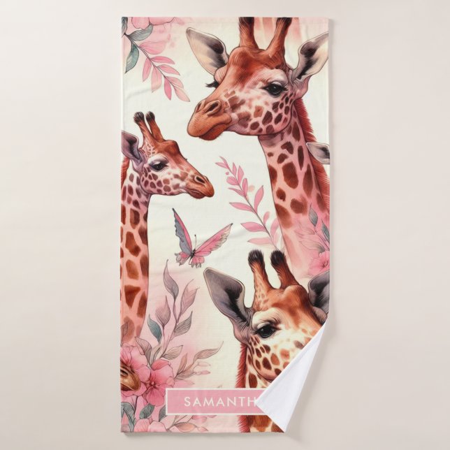 Giraffe à l'aquarelle (Serviette de bain)