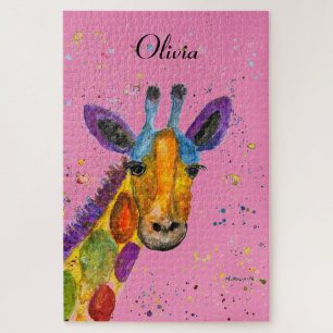 Giraffe Abstrakte Tiere Wild Niedliche Art Regenbo