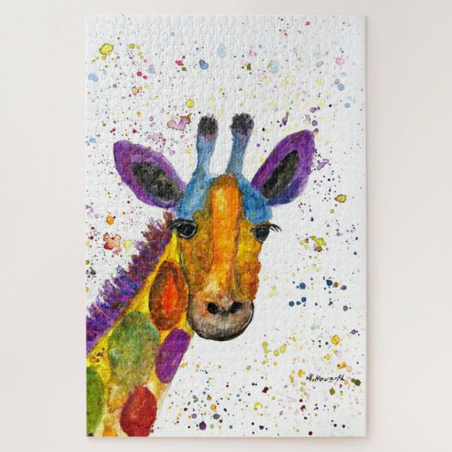 Giraffe Abstrakte Tiere Wild Niedliche Art Regenbo (Vertikal)